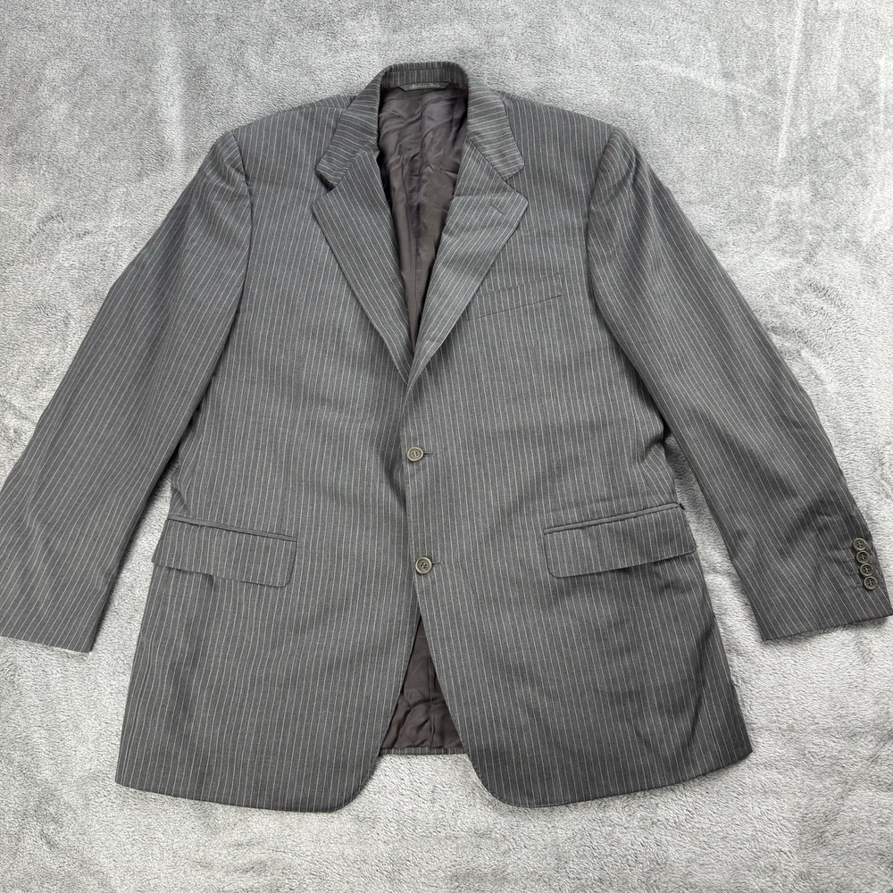 Canali Wool 2 Button Italian Blazer Sport Coat Jacket Gray Striped EU 56 US 44 R